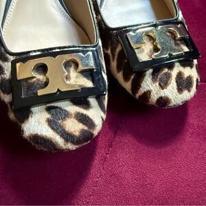 Tory Burch - GiGi Leopard Kitten Heel Flats with Gold Accent - size 7.5